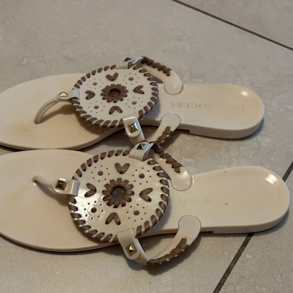 Jack Rogers Cream and Brown Sandals - Picture 2 of 3